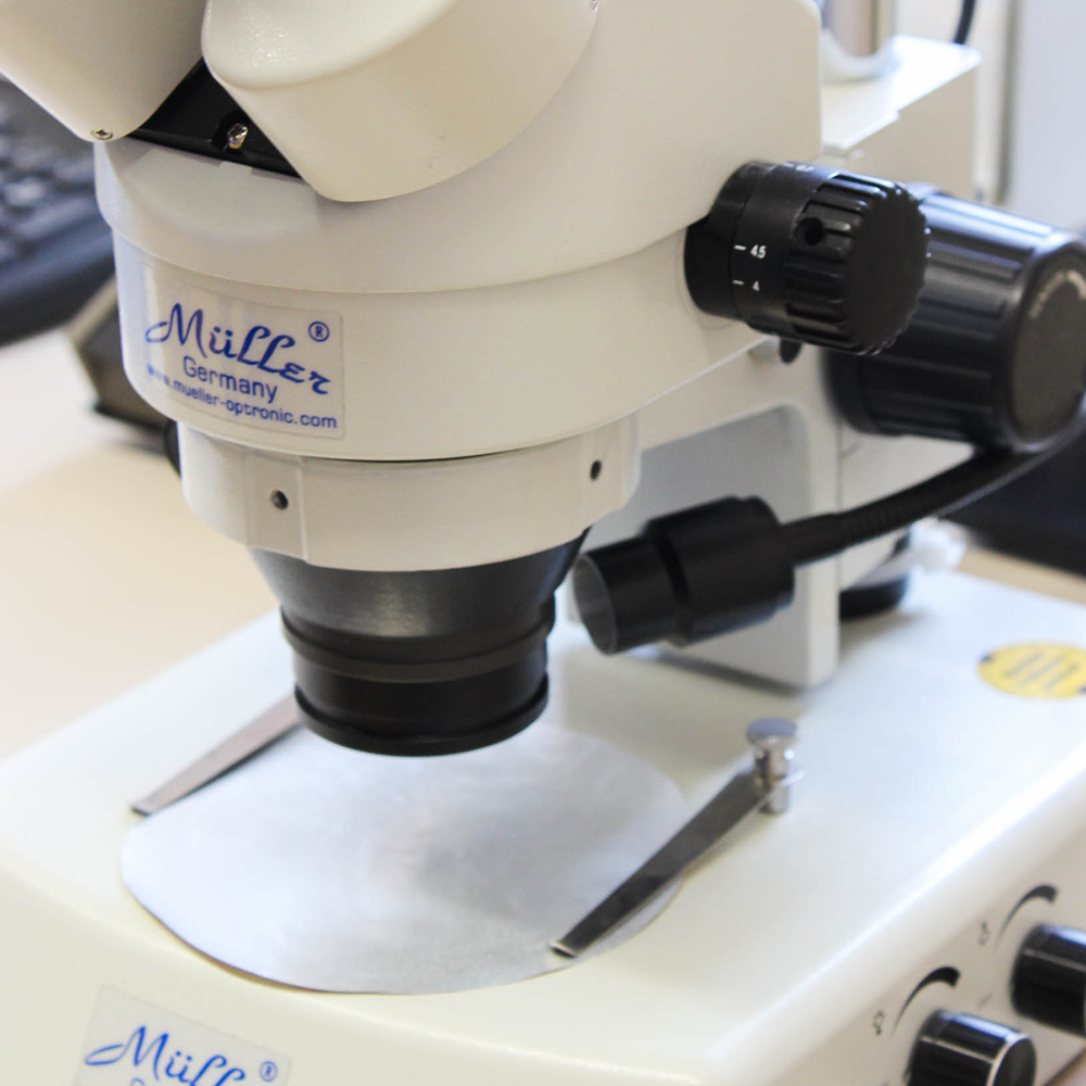 Microscope for development of sealing foil